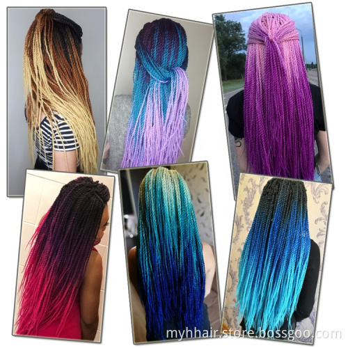 Ombre Senegalese Twist Crochet Braids 24 Inch 30 Roots/Pack Synthetic Hair for Women Twist Braiding Hair Extension